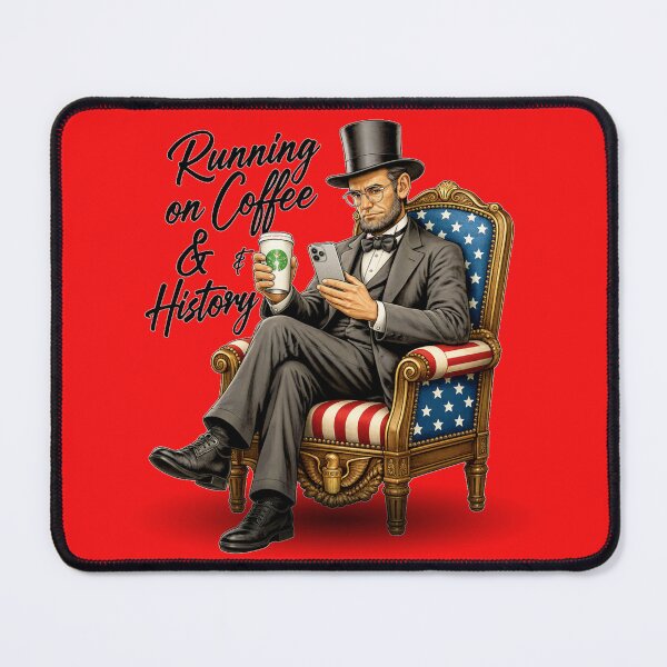 Item preview, Running on Coffee & History | Abraham Lincoln Funny Vintage Design | History Teacher, Coffee Lover & Patriotic Gift designed and sold by Kittcatking.