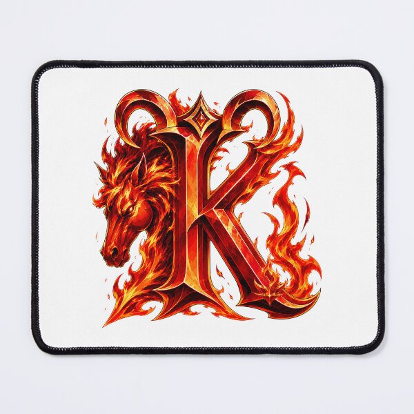 Item preview, Aries Emberstallion Flameglyph Letter K designed and sold by BlissBlvdShop.