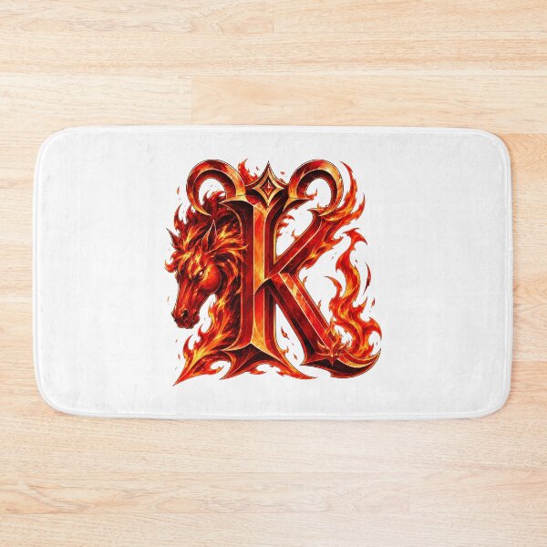 Item preview, Aries Emberstallion Flameglyph Letter K designed and sold by BlissBlvdShop.