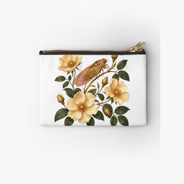 Item preview, Cicada Resting on Wild Roses designed and sold by Whimsy Paw Studio | Cute Animal Art.