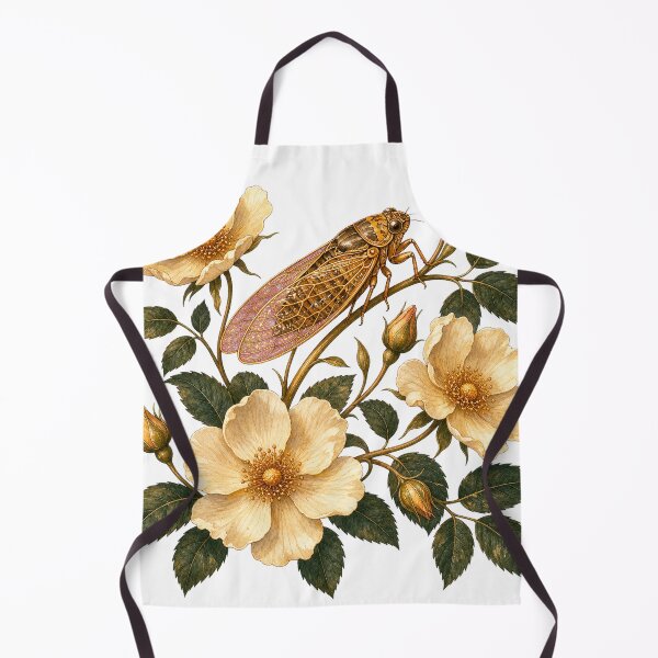 Item preview, Cicada Resting on Wild Roses designed and sold by Freshloop Studio | Whimsical Vintage Art.