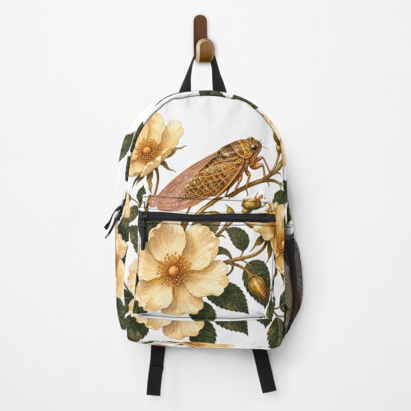 Item preview, Cicada Resting on Wild Roses designed and sold by Whimsy Paw Studio | Cute Animal Art.