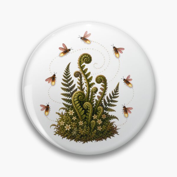 Item preview, Fireflies Around a Fern Spiral designed and sold by Freshloop Studio | Whimsical Vintage Art.