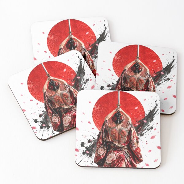 Item preview, Japanese Warrior with Katana - Red Kimono and Rising Sun designed and sold by Natalia-Vlad.