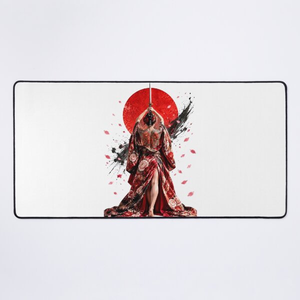 Item preview, Japanese Warrior with Katana - Red Kimono and Rising Sun designed and sold by Natalia-Vlad.