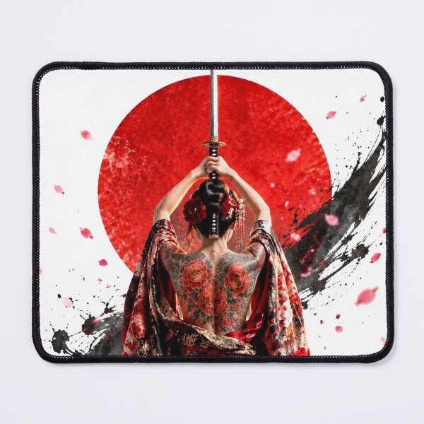Item preview, Japanese Warrior with Katana - Red Kimono and Rising Sun designed and sold by Natalia-Vlad.