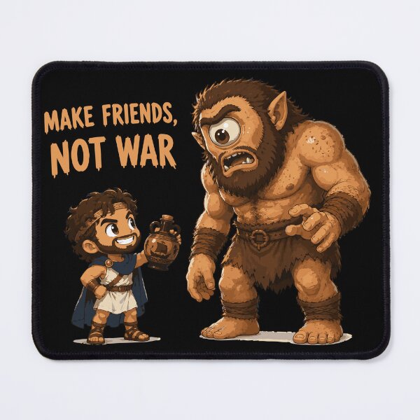 Item preview, Make Friends Not War Greek Mythology Cyclops designed and sold by ClubVacay.