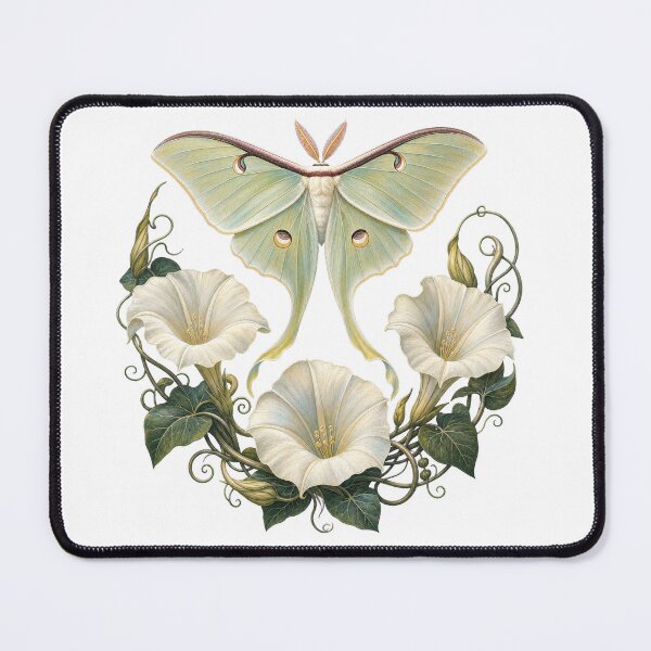 Item preview, Luna Moth Among Moonflowers designed and sold by Whimsy Paw Studio | Cute Animal Art.