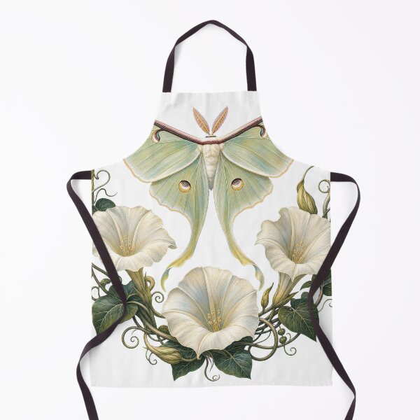 Item preview, Luna Moth Among Moonflowers designed and sold by Freshloop Studio | Whimsical Vintage Art.