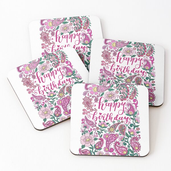 Item preview, Happy Birthday in Paisley Pink designed and sold by Mirabel Design.