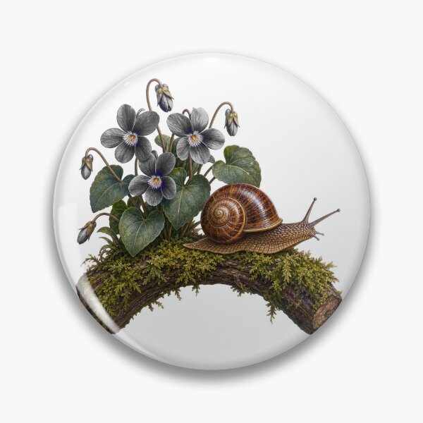 Item preview, Garden Snail Among Night Violets designed and sold by Freshloop Studio | Whimsical Vintage Art.