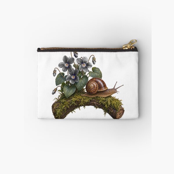 Item preview, Garden Snail Among Night Violets designed and sold by Whimsy Paw Studio | Cute Animal Art.