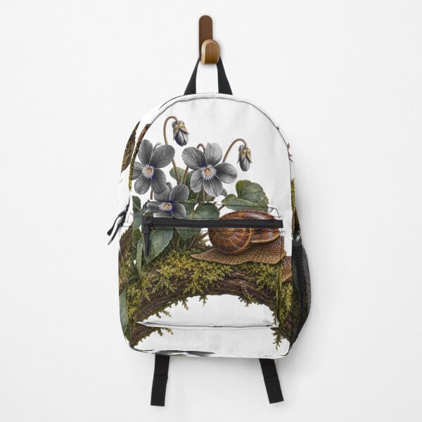 Item preview, Garden Snail Among Night Violets designed and sold by Freshloop Studio | Whimsical Vintage Art.