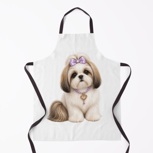 Item preview, Elegant Shih Tzu Princess Luxury Pearl Necklace Glam Dog Portrait designed and sold by RoPrincess.