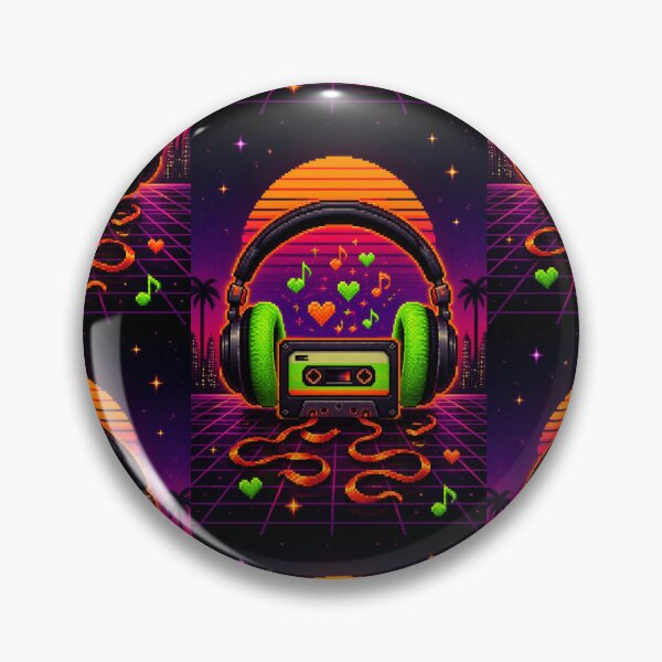 Item preview, ​Retro Synthwave Cassette and Headphones Pixel Art designed and sold by StudioCnr.