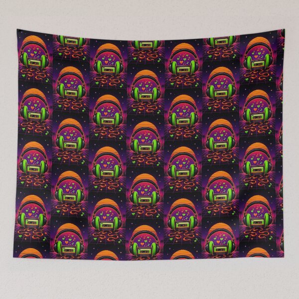 Item preview, ​Retro Synthwave Cassette and Headphones Pixel Art designed and sold by StudioCnr.
