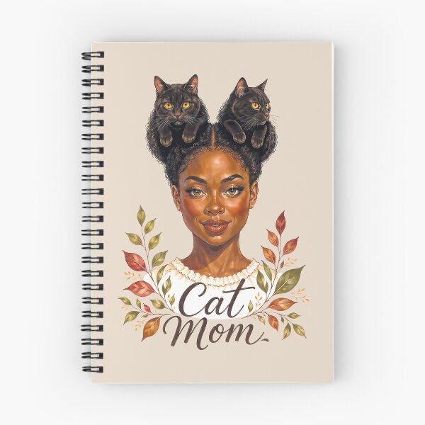 Item preview, Cat Mom | Black Woman with Black Cat Hair Buns | Natural Hair Cat Lover Art designed and sold by AgnieshkaSiwek.