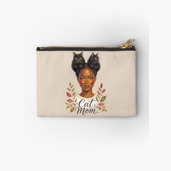 Item preview, Cat Mom | Black Woman with Black Cat Hair Buns | Natural Hair Cat Lover Art designed and sold by AgnieshkaSiwek.