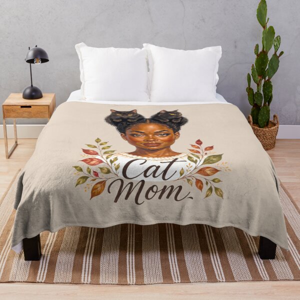 Item preview, Cat Mom | Black Woman with Black Cat Hair Buns | Natural Hair Cat Lover Art designed and sold by AgnieshkaSiwek.