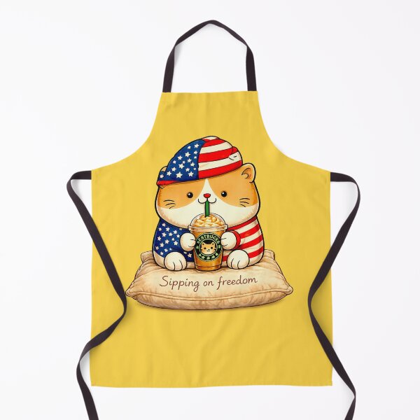 Item preview, Sipping on Freedom Cute Patriotic Cat | Funny American Coffee Cat | Fourth of July T-Shirt, Sticker & Gift designed and sold by Kittcatking.