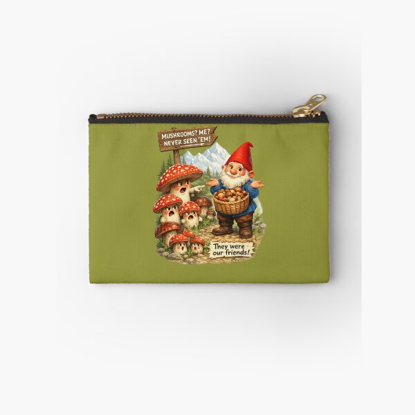 Item preview, Funny Mushroom Gnome – "Mushrooms? Me? Never Seen 'Em!" | Woodland Fantasy Humor designed and sold by Alpine-Ink.