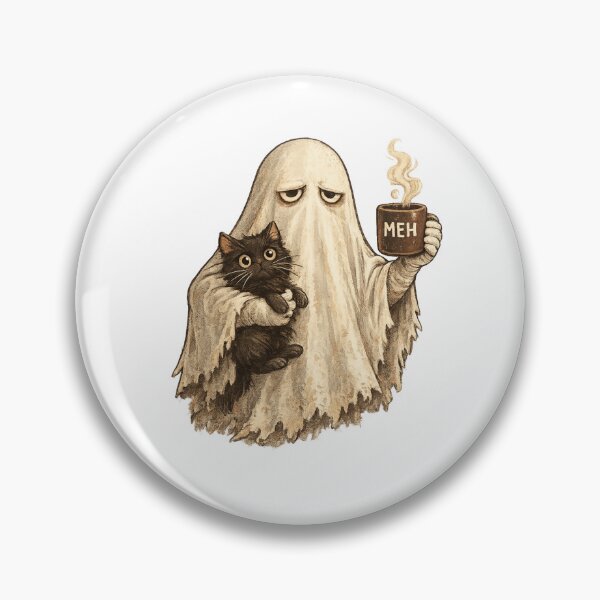 Item preview, Lazy Ghost with Cat and Coffee Mug designed and sold by NovaCraft30.