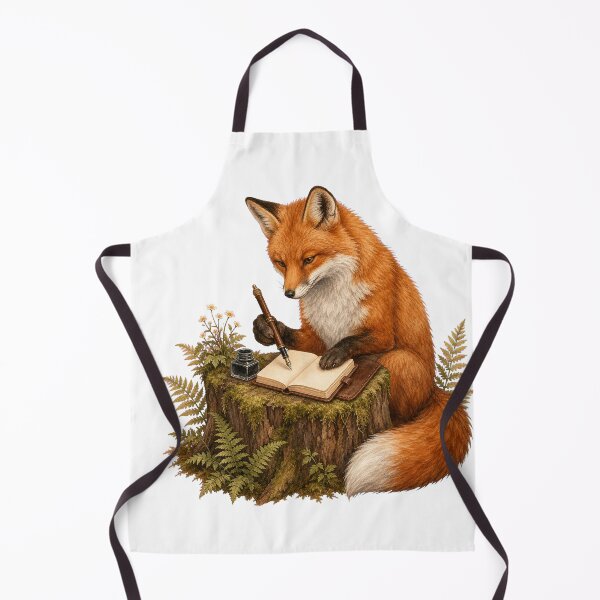 Item preview, Woodland Fox with a Fountain Pen designed and sold by Freshloop Studio | Whimsical Vintage Art.