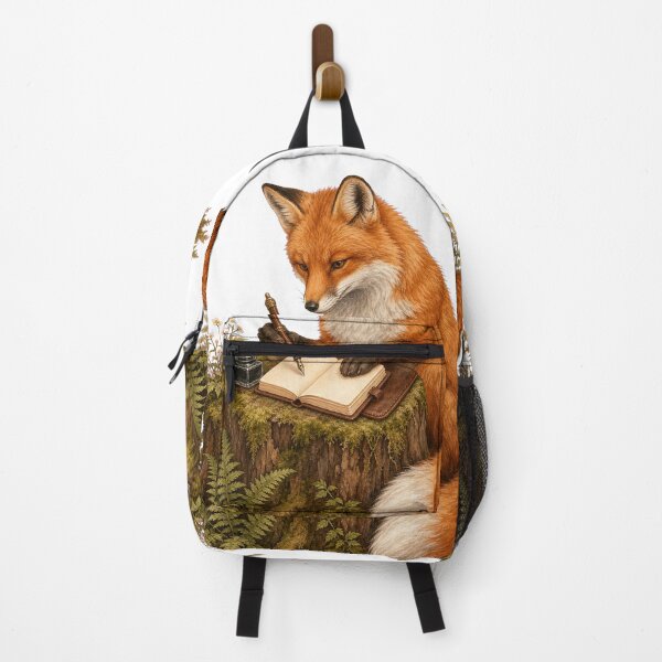 Item preview, Woodland Fox with a Fountain Pen designed and sold by Freshloop Studio | Whimsical Vintage Art.