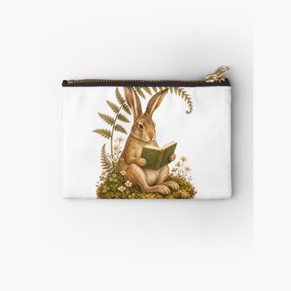 Item preview, Bookish Hare Reading Among Ferns designed and sold by Whimsy Paw Studio | Cute Animal Art.