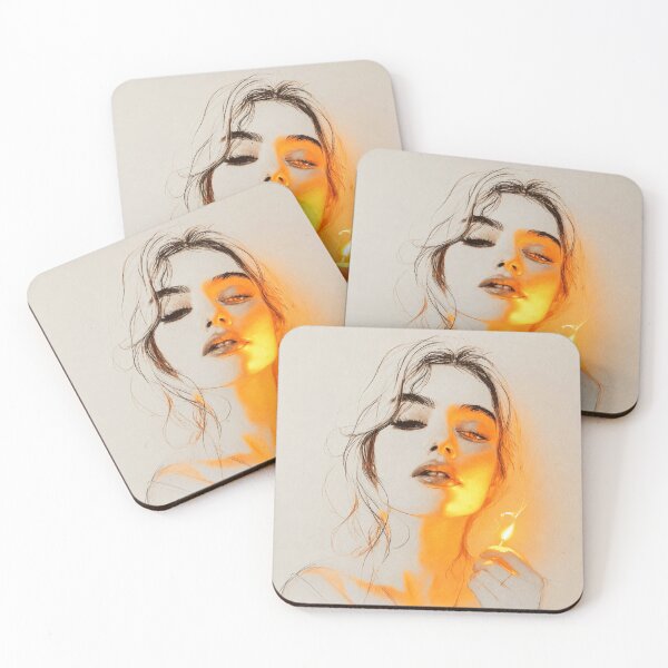 Item preview, Ethereal Woman Portrait Sketch with Golden Light | Minimalist Pencil Art | Aesthetic Wall Art | Modern Female Illustration designed and sold by  Mirai_Art.