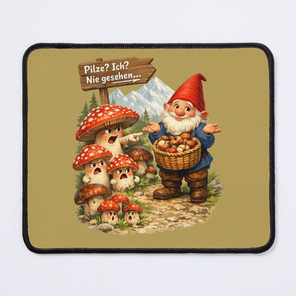 Item preview, Funny Mushroom Picker Gnome – Pilze? Ich? Nie gesehen! Alpine Forest Humor designed and sold by Alpine-Ink.