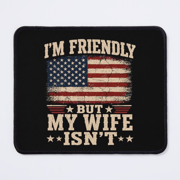 Item preview, I'm Friendly But My Wife Isn't Funny Husband | Marriage Humor Gift | Sarcastic Couple Quote Design designed and sold by 76Valeria.