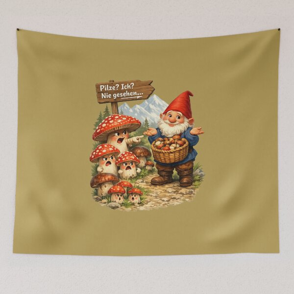 Item preview, Funny Mushroom Picker Gnome – Pilze? Ich? Nie gesehen! Alpine Forest Humor designed and sold by Alpine-Ink.