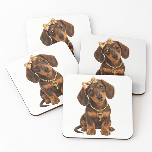 Item preview, Elegant Dachshund Princess Luxury Wiener Dog Puppy Portrait with Golden Bow designed and sold by RoPrincess.