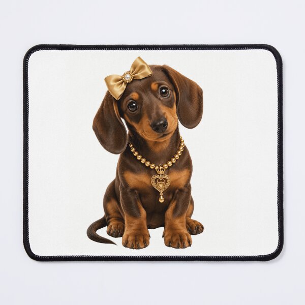Item preview, Elegant Dachshund Princess Luxury Wiener Dog Puppy Portrait with Golden Bow designed and sold by RoPrincess.