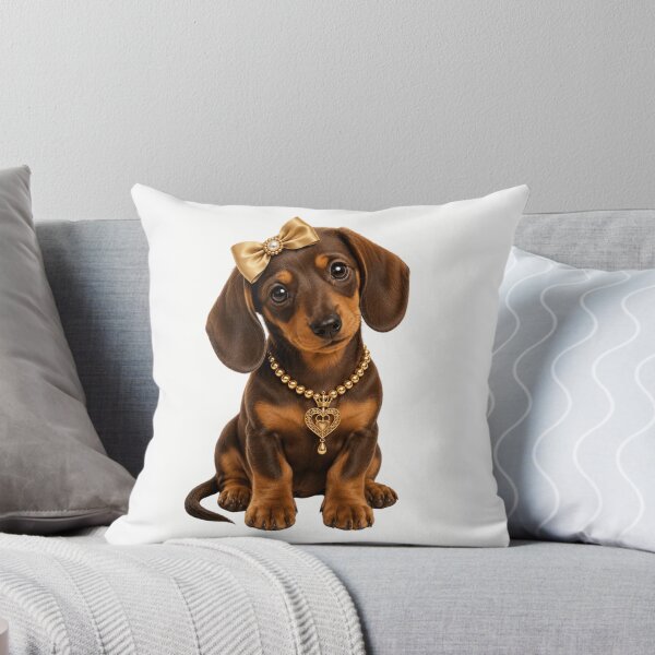 Item preview, Elegant Dachshund Princess Luxury Wiener Dog Puppy Portrait with Golden Bow designed and sold by RoPrincess.