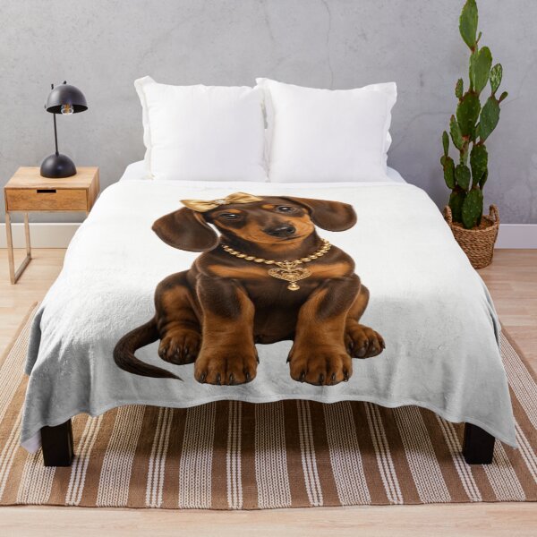 Item preview, Elegant Dachshund Princess Luxury Wiener Dog Puppy Portrait with Golden Bow designed and sold by RoPrincess.