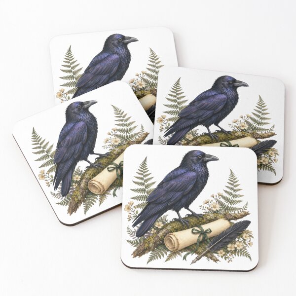 Item preview, Raven and the Unwritten Parchment designed and sold by Freshloop Studio | Whimsical Vintage Art.