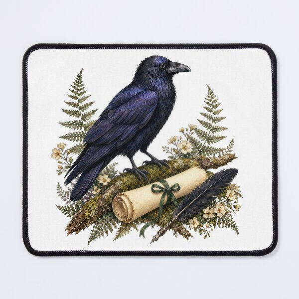 Item preview, Raven and the Unwritten Parchment designed and sold by Whimsy Paw Studio | Cute Animal Art.