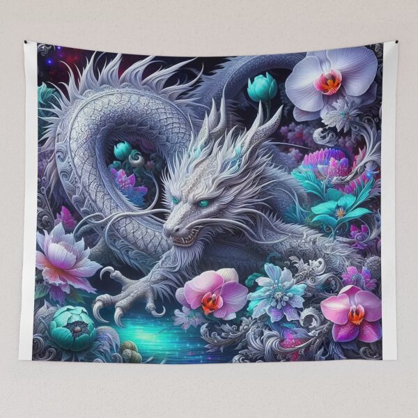 Item preview, Celestial White Dragon & Orchid Garden designed and sold by INKRebelGraphic.