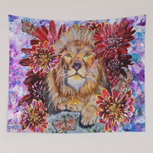 Item preview, Lion, Butterfly, Chrysanthemums Background 2 designed and sold by nastiaart.