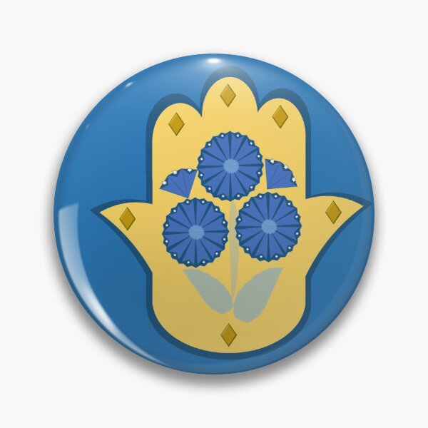 Item preview, Blue-and-yellow Floral Hamsa designed and sold by Butterfly-Tree.