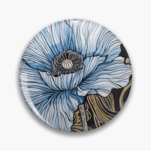 Item preview, Elegant Blue Poppy Golden Filigree designed and sold by Pierce Millington Gallery.