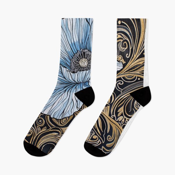 Item preview, Elegant Blue Poppy Golden Filigree designed and sold by Pierce Millington Gallery.
