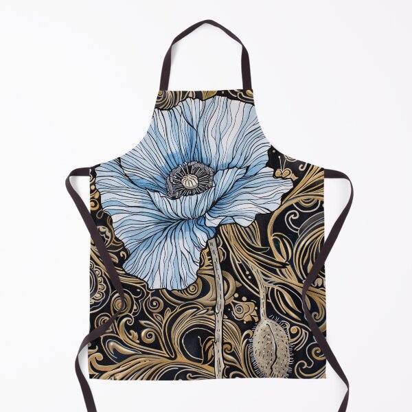 Item preview, Elegant Blue Poppy Golden Filigree designed and sold by Pierce Millington Gallery.