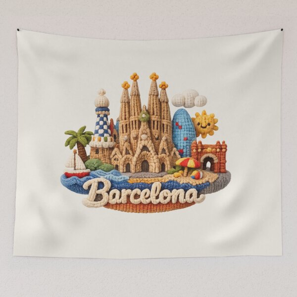 Item preview, Cute Knitted Barcelona Landmark | Handmade Yarn City Travel Souvenir designed and sold by Moons Studio.