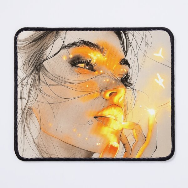 Item preview, Ethereal Golden Glow Woman Portrait | Dreamy Line Art Illustration | Fantasy Aesthetic Wall Art designed and sold by  Mirai_Art.