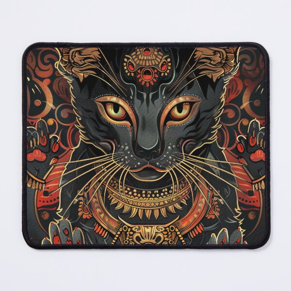 Item preview, Ornate Mystical Black Cat Deity designed and sold by Pierce Millington Gallery.