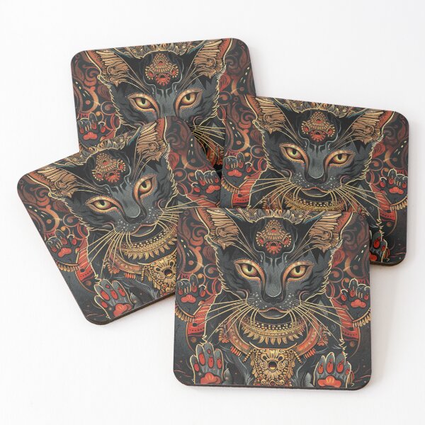 Item preview, Ornate Mystical Black Cat Deity designed and sold by Pierce Millington Gallery.