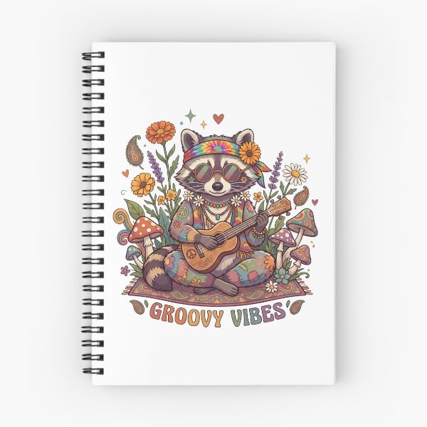 Item preview, Groovy Vibes Hippie Raccoon Playing Guitar Retro designed and sold by CurioStick.